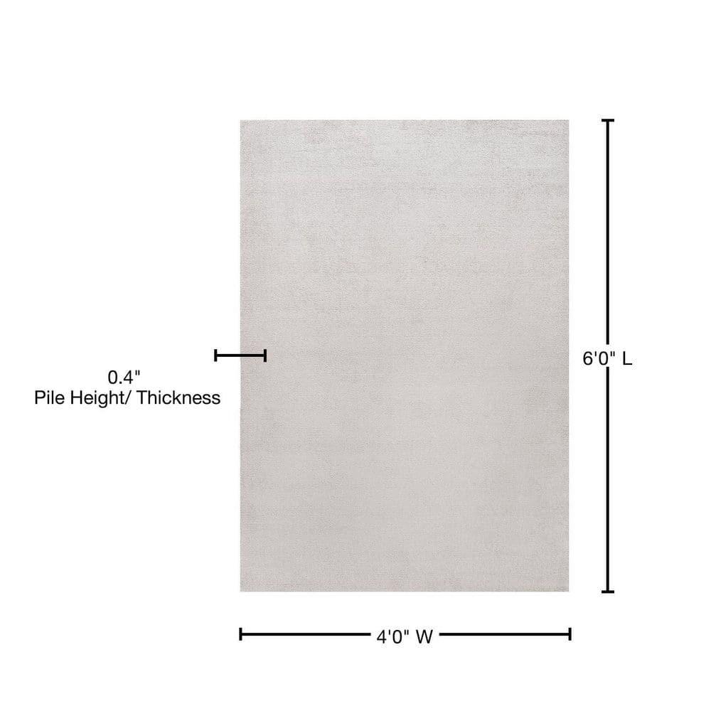 4'x6' Haze Solid Low-Pile Area Rug, Ivory - JONATHAN Y