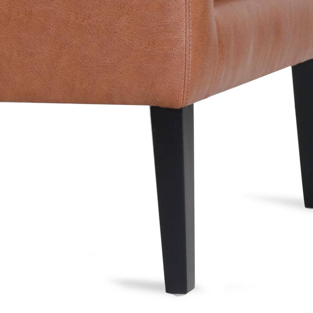 Noble House Annisa Faux Leather Club Chair, Cognac Brown and Espresso