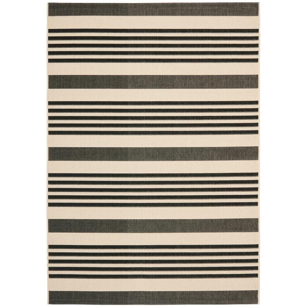 Courtyard CY6062 Power Loomed Indoor/Outdoor Area Rug - Black/Bone - 5'3"x7'7" - Safavieh.
