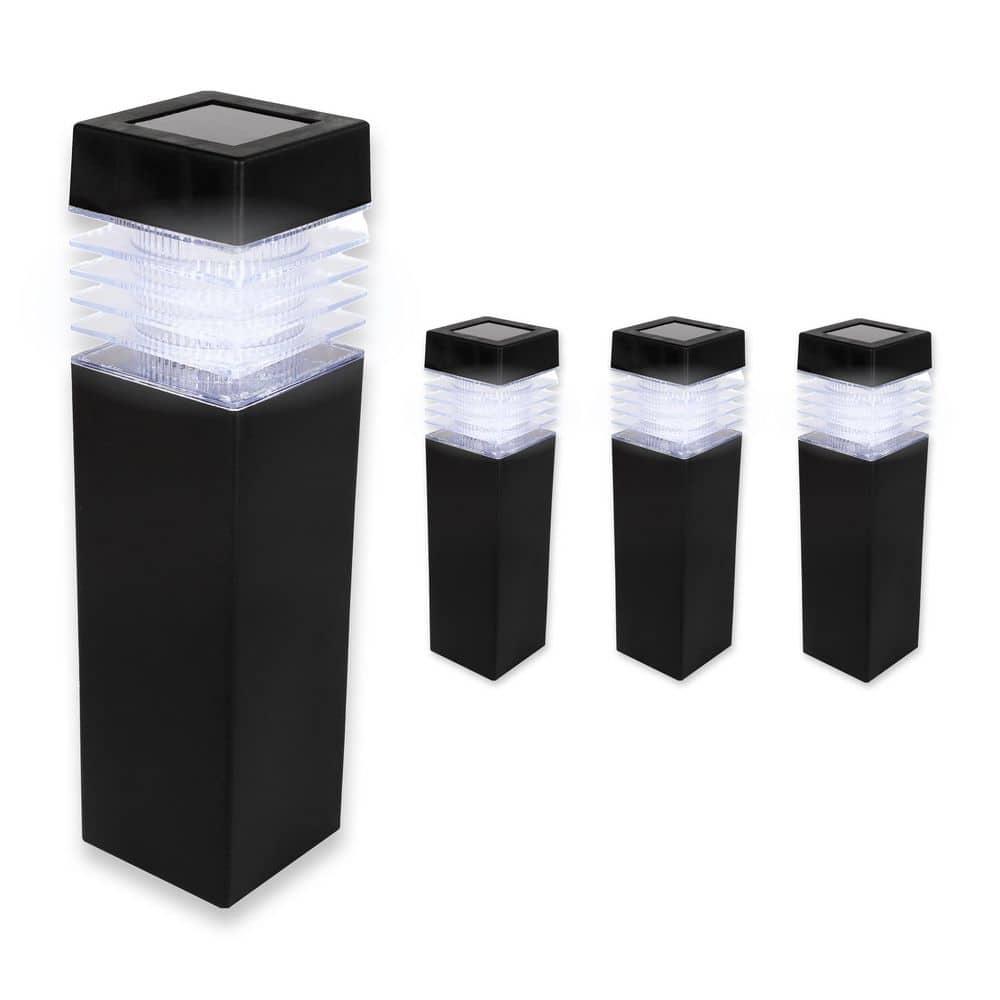 Techko Solar Square Bollard Pathway Lights – Small (4-Pack) (Set of 4)