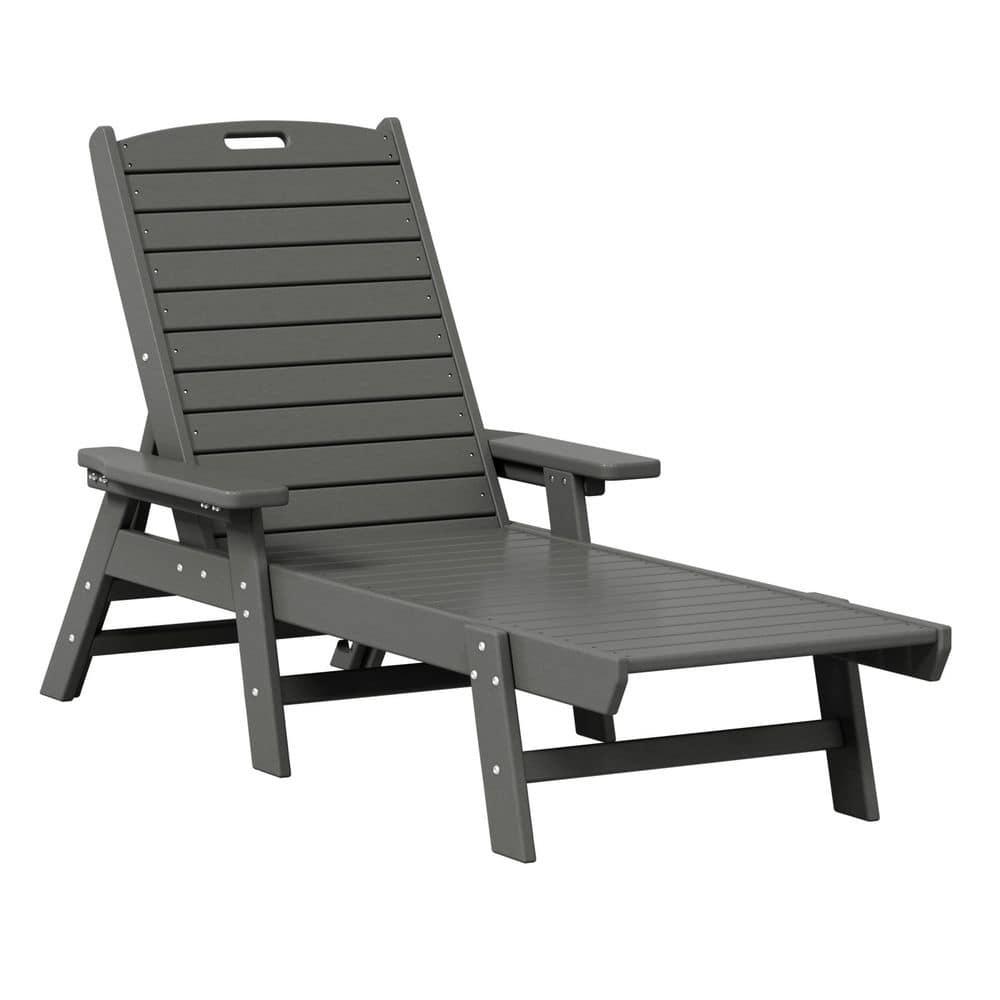 Polytrends  Laguna Hdpe All Weather Outdoor Patio Pool Reclining Chaise Lounge Gray