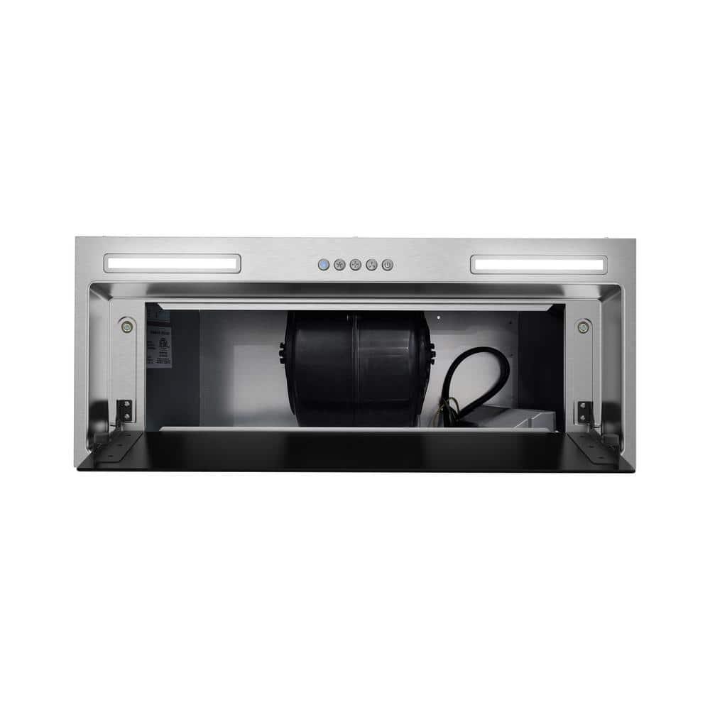 Streamline 28 in. Curino Ductless Insert 350 CFM Range Hood in Glossy Black with Mesh Filters, Electronic Button Control, LED Lights