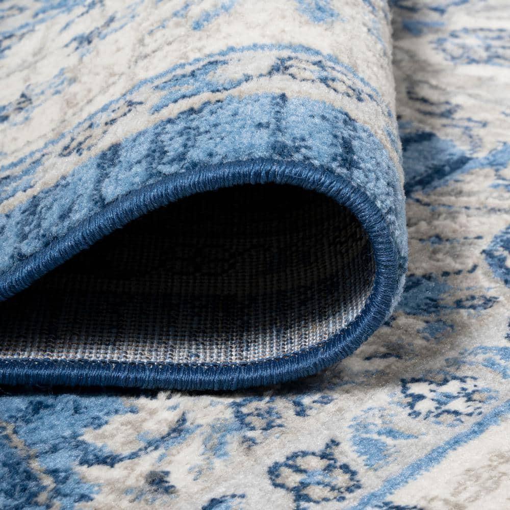 5' x 5' Modern Persian Vintage Moroccan Traditional Area Rug, Blue/Ivory - JONATHAN Y