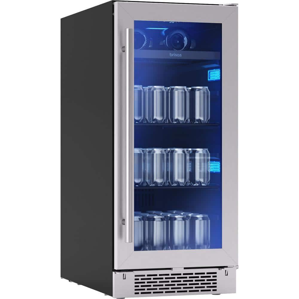 Brisas 15 in. 4-Bottle and 64-Can Single Zone Beverage Cooler in Stainless Steel