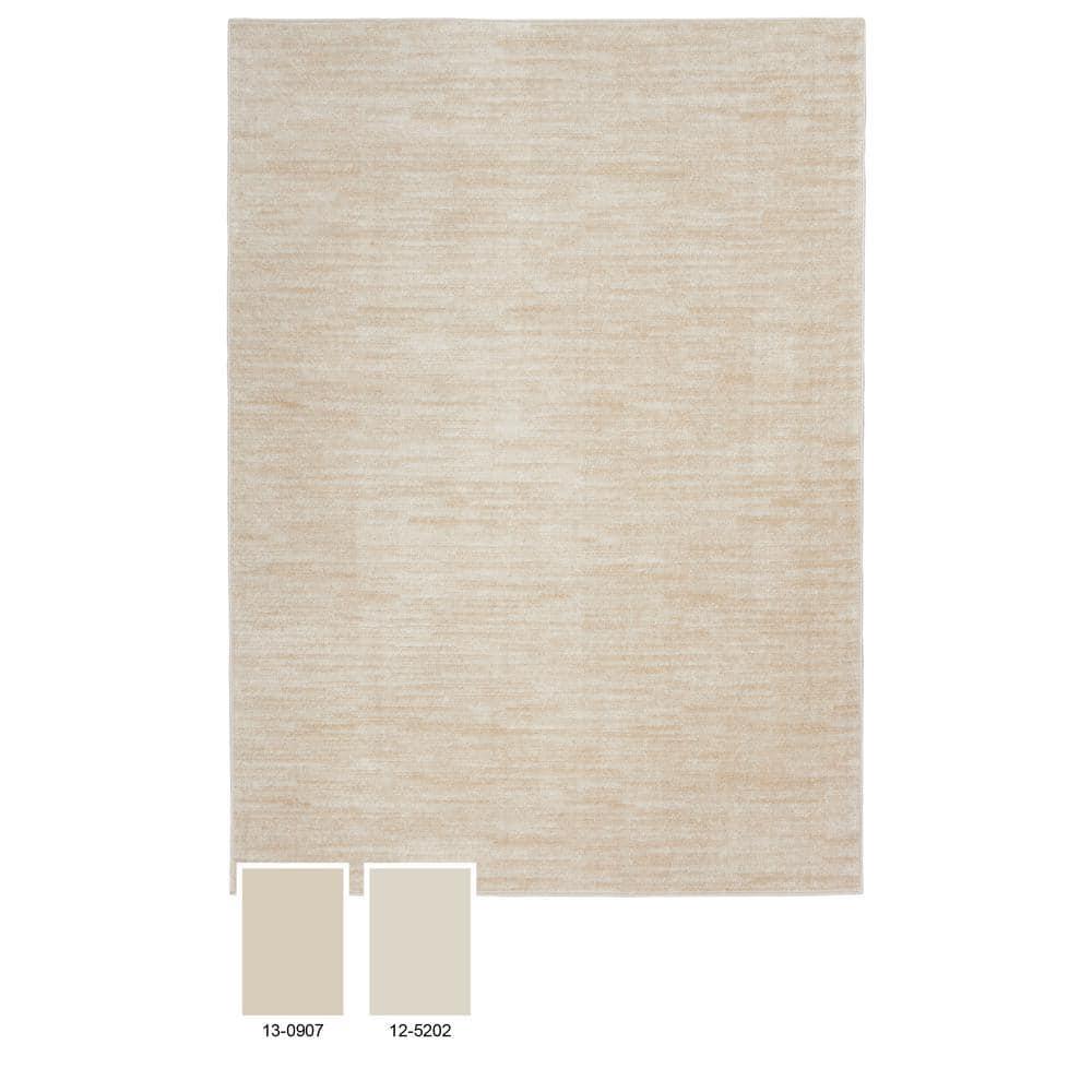 Nourison Essentials Easy Care Indoor Outdoor Area Rug - Ivory Beige 5' x 7'