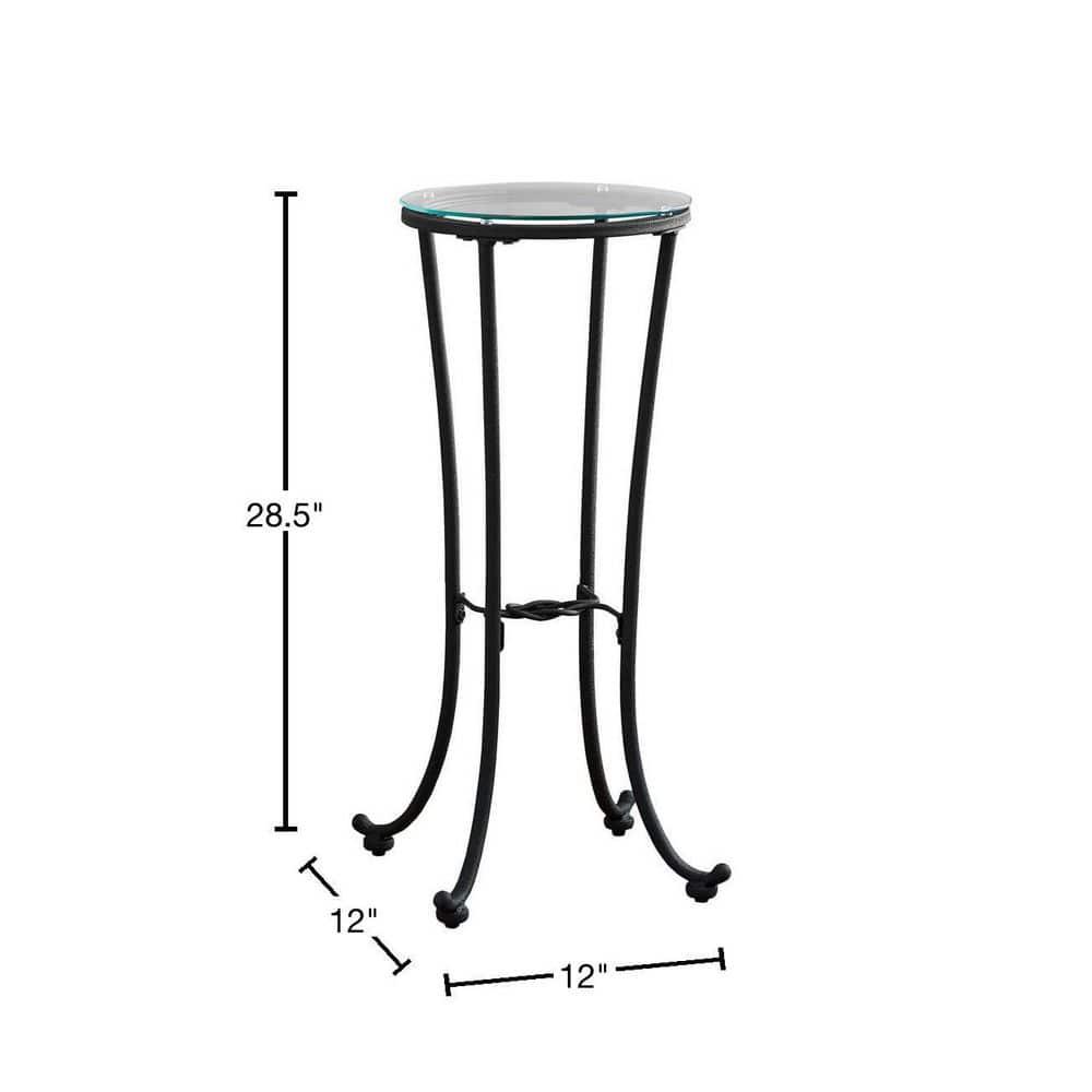 Red Barrel Studio® Accent Table, Side, End, Plant Stand, Round, Living Room, Bedroom, Metal, Black, Clear