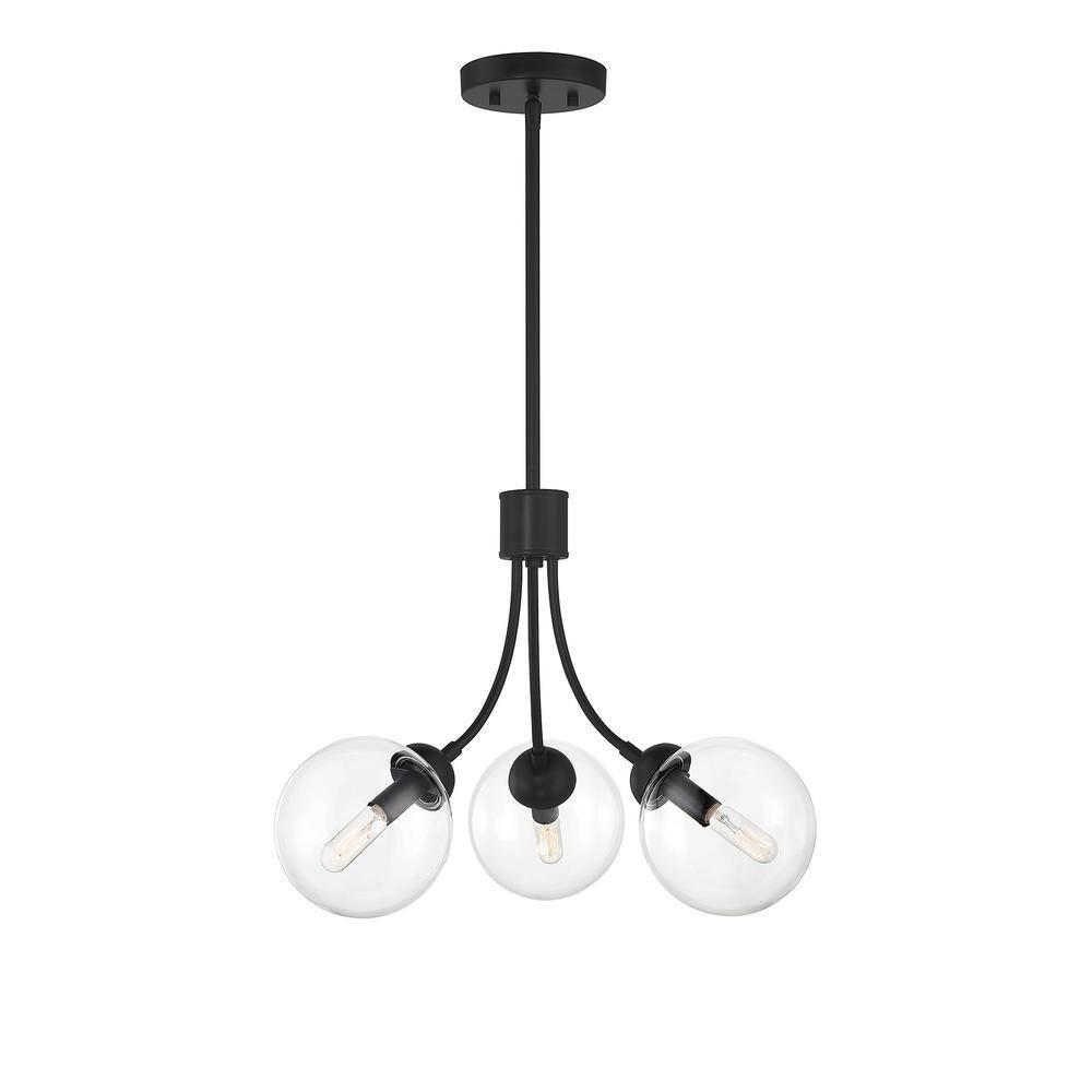 Moonrise 3 Light Metal Dimmable Globe Chandelier
