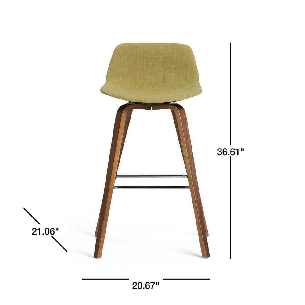 Simpli Home Randolph Mid Century Modern 28 inch Bentwood Counter/ Bar Height Stool (Set of 2) in Acid Green Linen Look Fabric