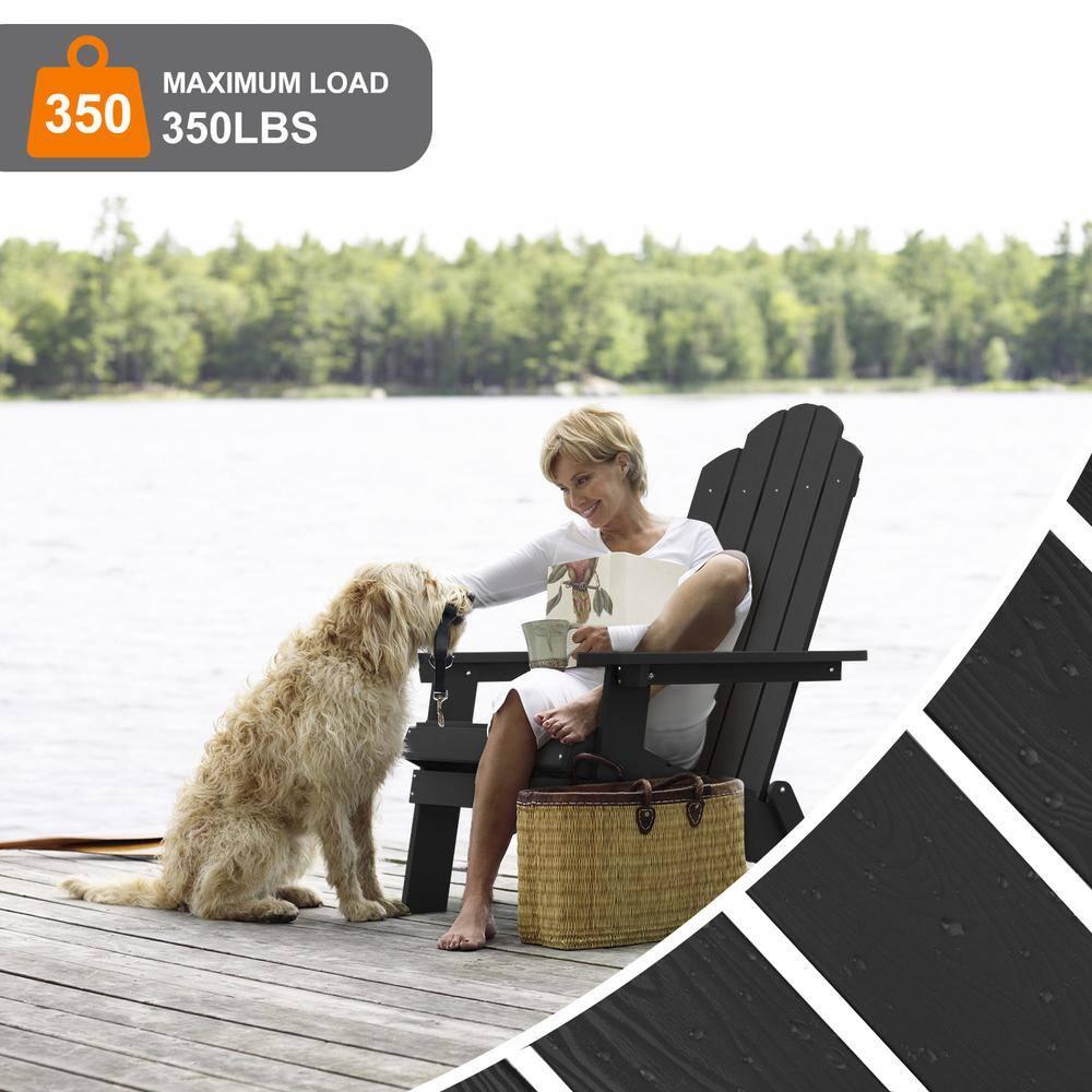 Highland Dunes Outdoor Plastic Folding Adirondack Chair For All Weather (Set Of 4) (Set of 4)