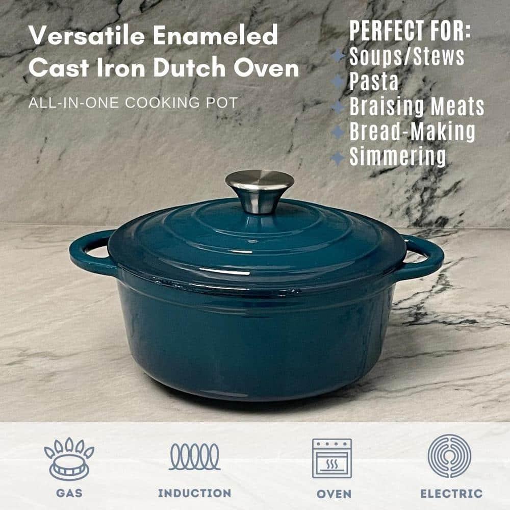 Lexi Home Enameled Cast Iron Round Dutch Oven