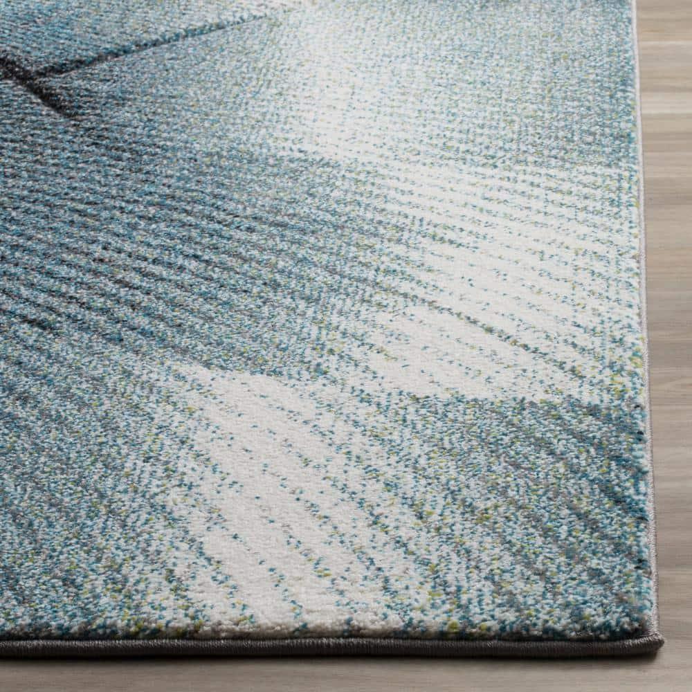 Hollywood HLW715 Machine Made Accent Rug - 2'7"x5' - Grey/Teal - Safavieh