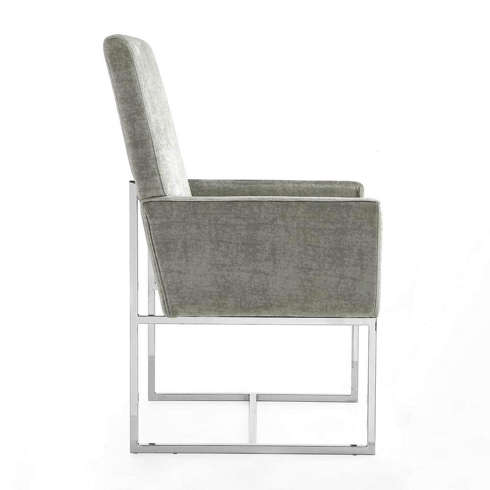 High-Back Steel Velvet Upholstered Arm Chair