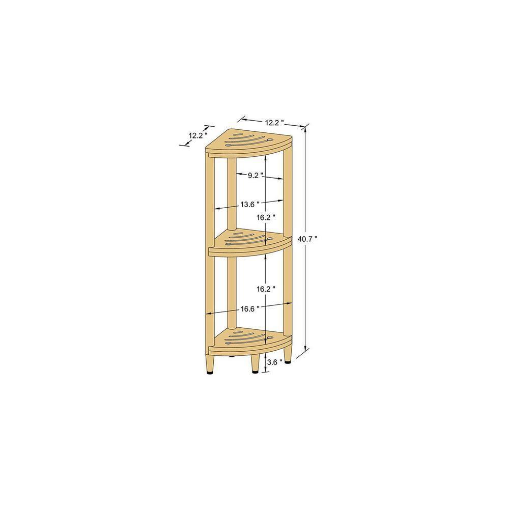 AquaTeak AquaTeak Teak Oil 3 -Tier Wood Freestanding Corner Bathroom Shelf ( 11-in x 40.25-in x 11-in )