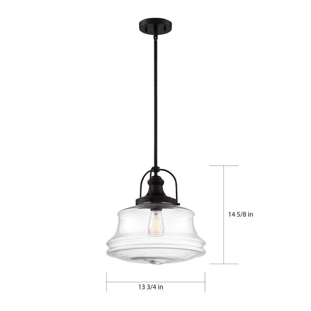 60/6759-Nuvo Lighting-Basel-1 Light Pendant-13.75 Inches Wide by 14.63 Inches High-Matte Black Finish