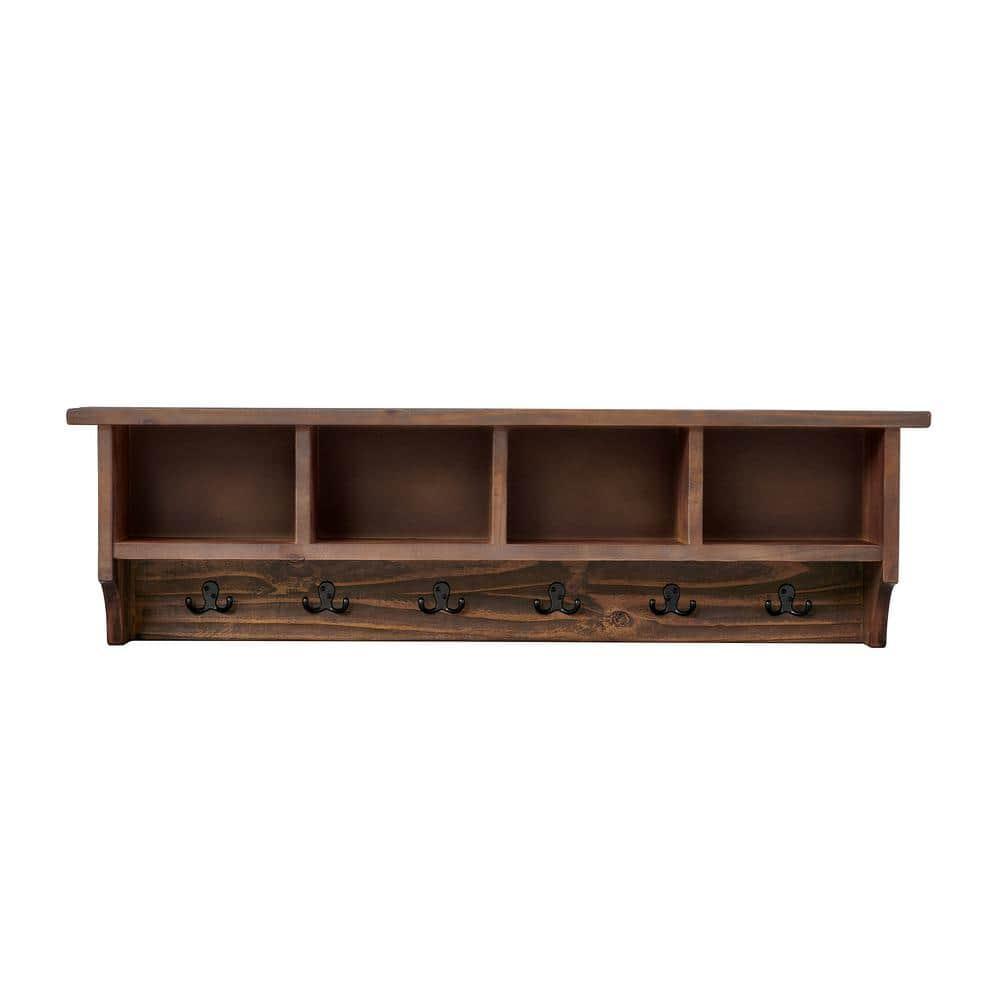 48 in. Pomona Metal & Wood Entryway Coat Hook with Storage Cubbies