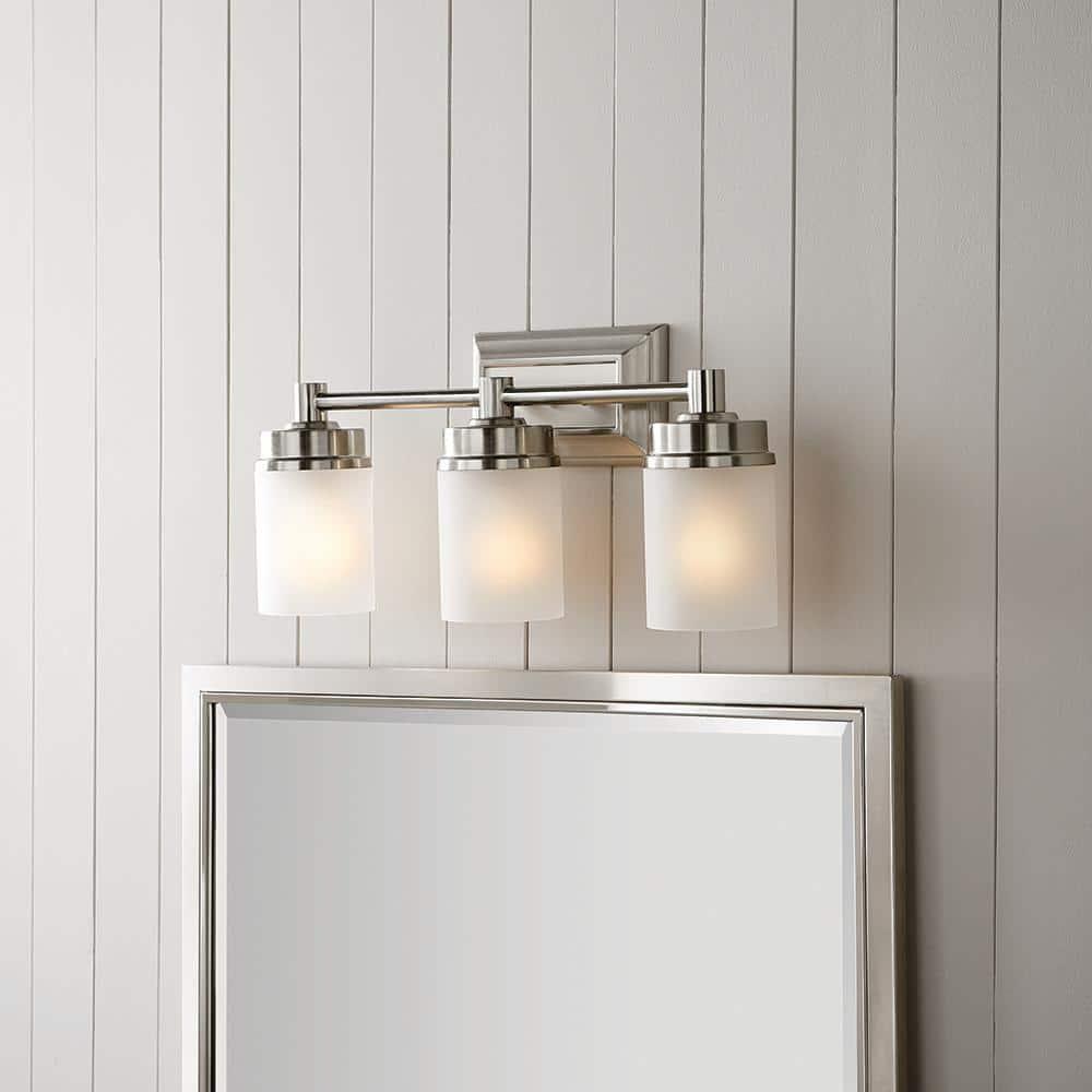 Hampton Bay Transitional 3-Light Brushed Nickel Vanity Light