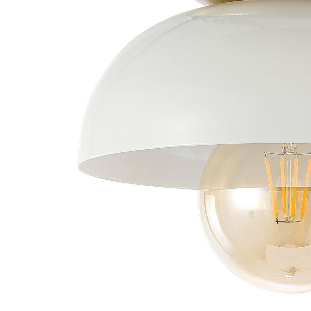 Paulina 8.5" 1-Light Classic Industrial Iron LED Flush Mount, White/Gold Painting