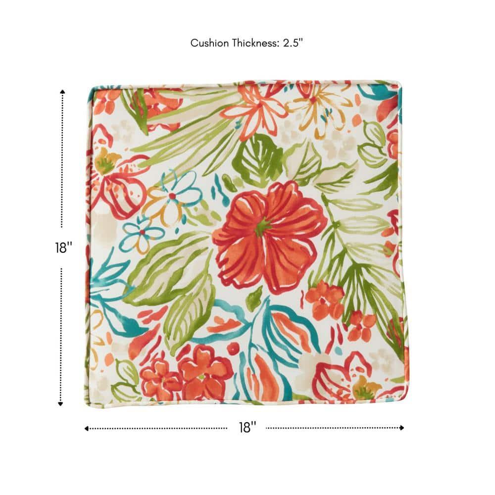 Greendale Home Fashions 18" x 18" Breeze Floral Square Outdoor Chair Pad (Set of 2)