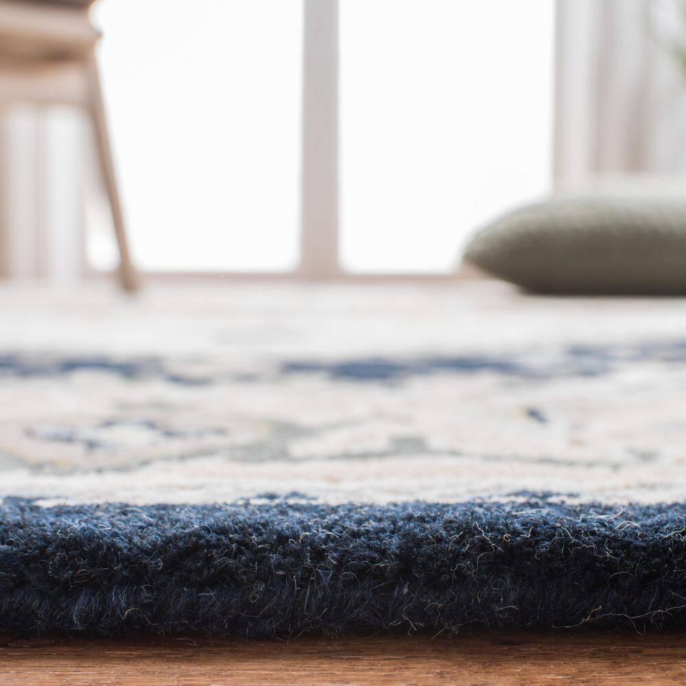 SAFAVIEH Heritage York Oriental Wool Area Rug, Beige/Navy, 8' x 8' Square