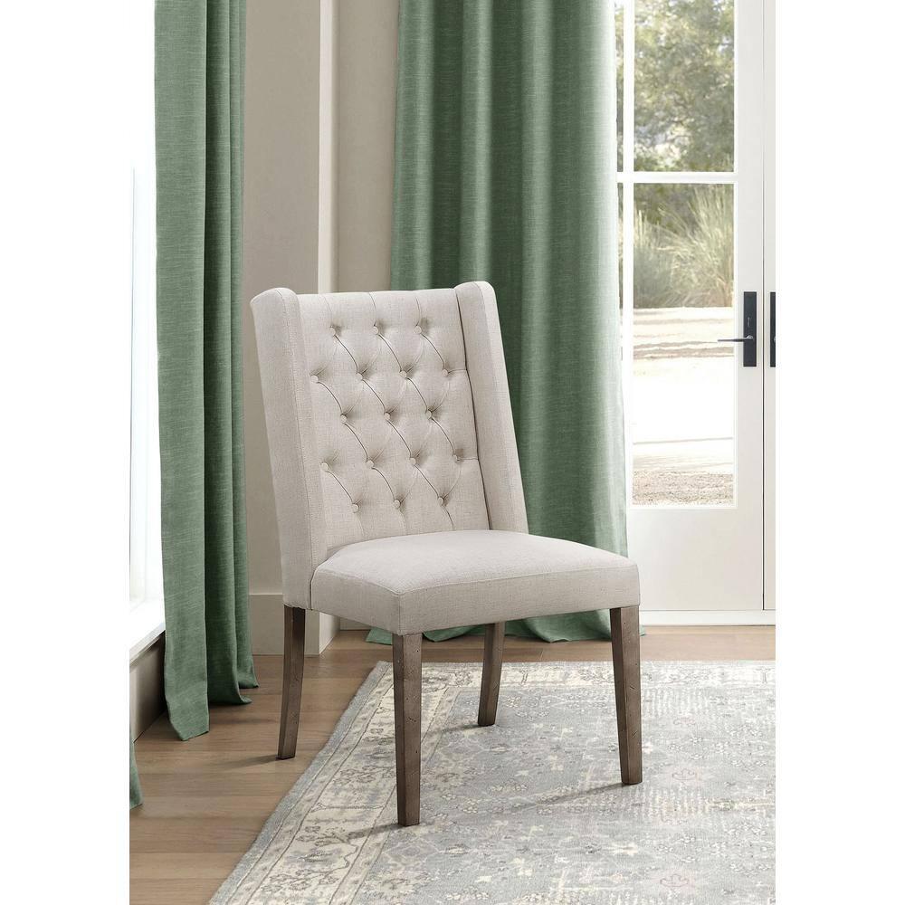 August Grove® Carmella Tufted Side Chairs Dark Brown And Beige (Set Of 2) (Set of 2)
