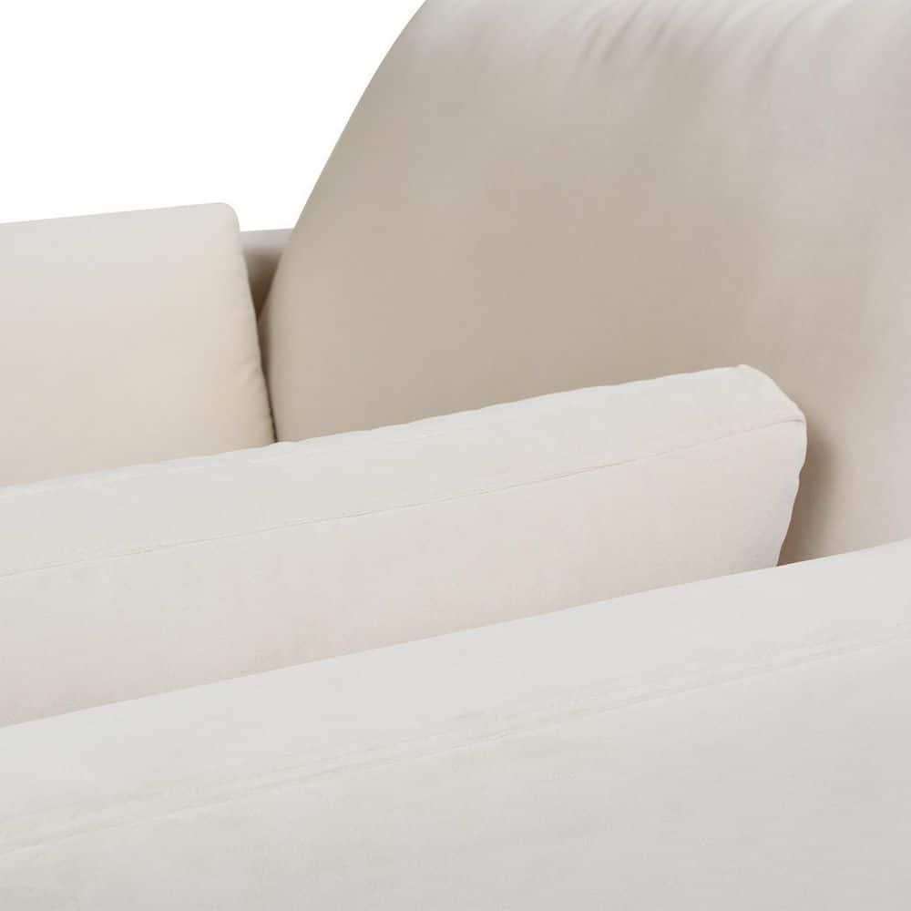 Jennifer Taylor Home Knox 65" Modern Farmhouse Performance Velvet Living Room Chaise Lounge Chair in French Beige