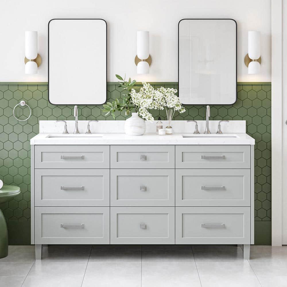 Ariel Monreau 66 Inch Double Sink Base Cabinet In Midnight Blue