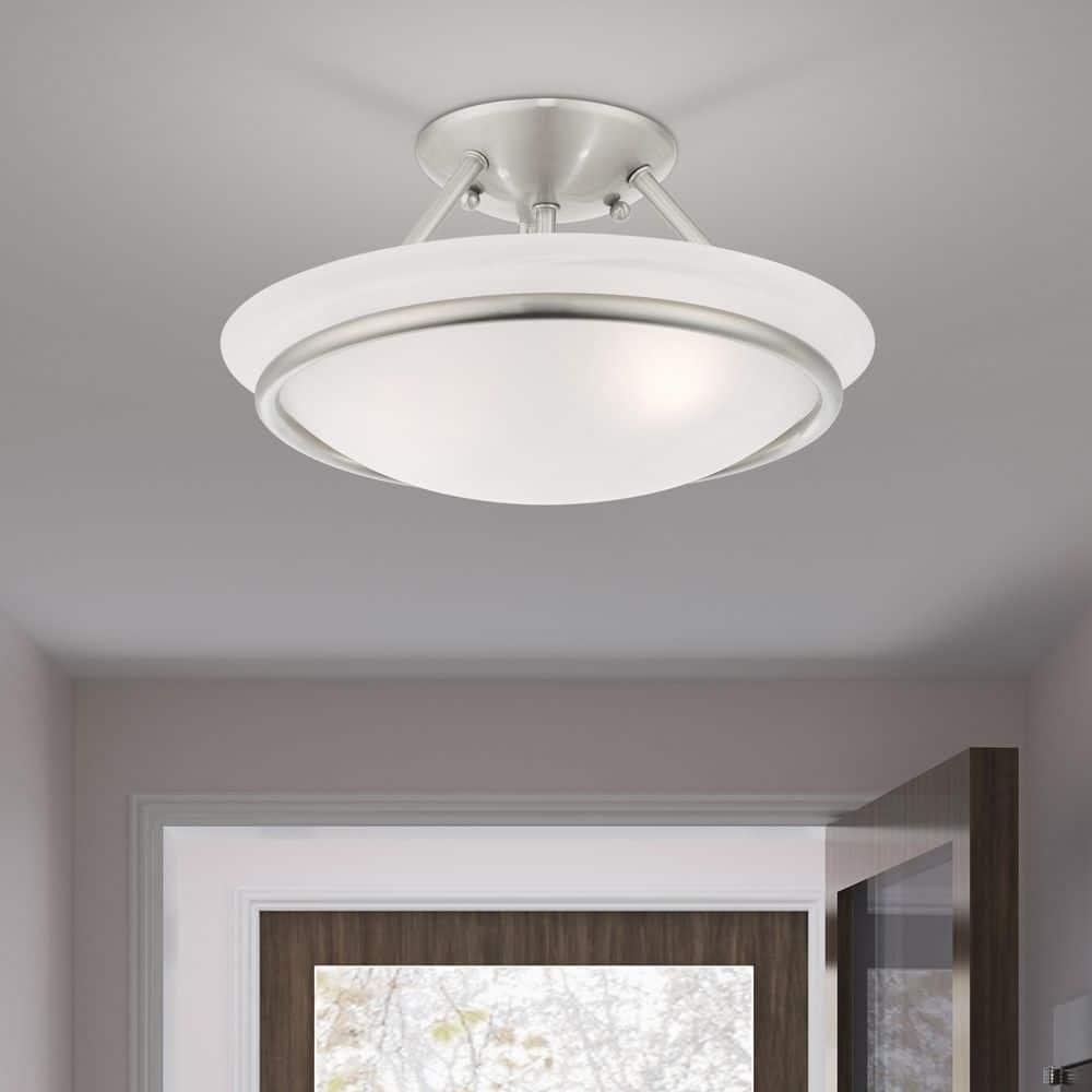 Livex Lighting Newburgh 2 - Light Semi-Flush Mount in  Brushed Nickel