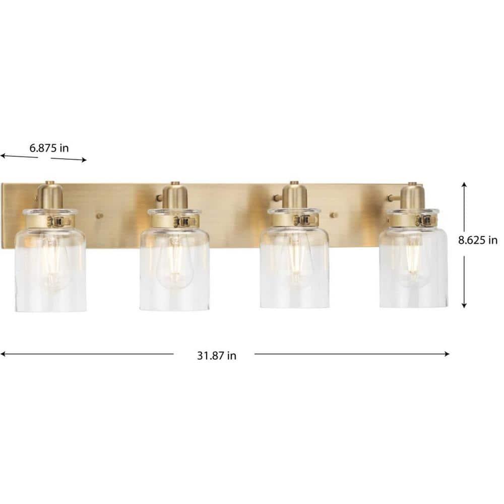 Progress Lighting Calhoun 4-Light Vintage Brass Bath Vanity