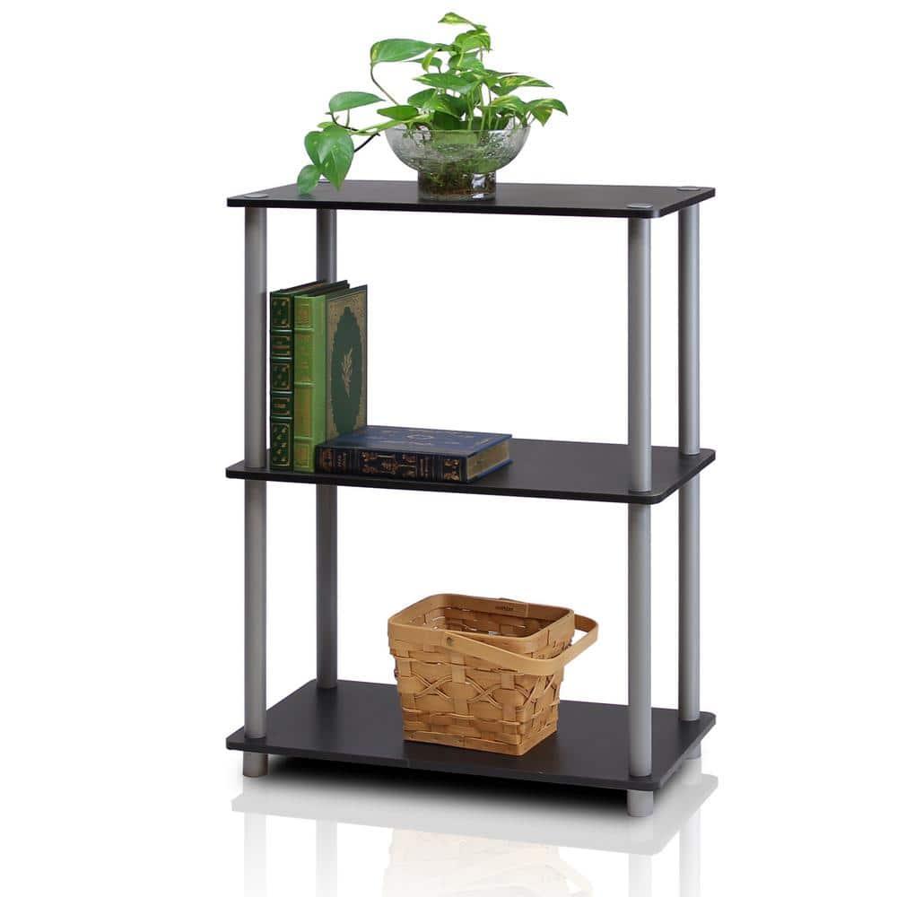 Furinno Durable 23.6 W x 11.6 D x 29.5 H 3-Shelf Freestanding Shelving Unit, Black and Gray