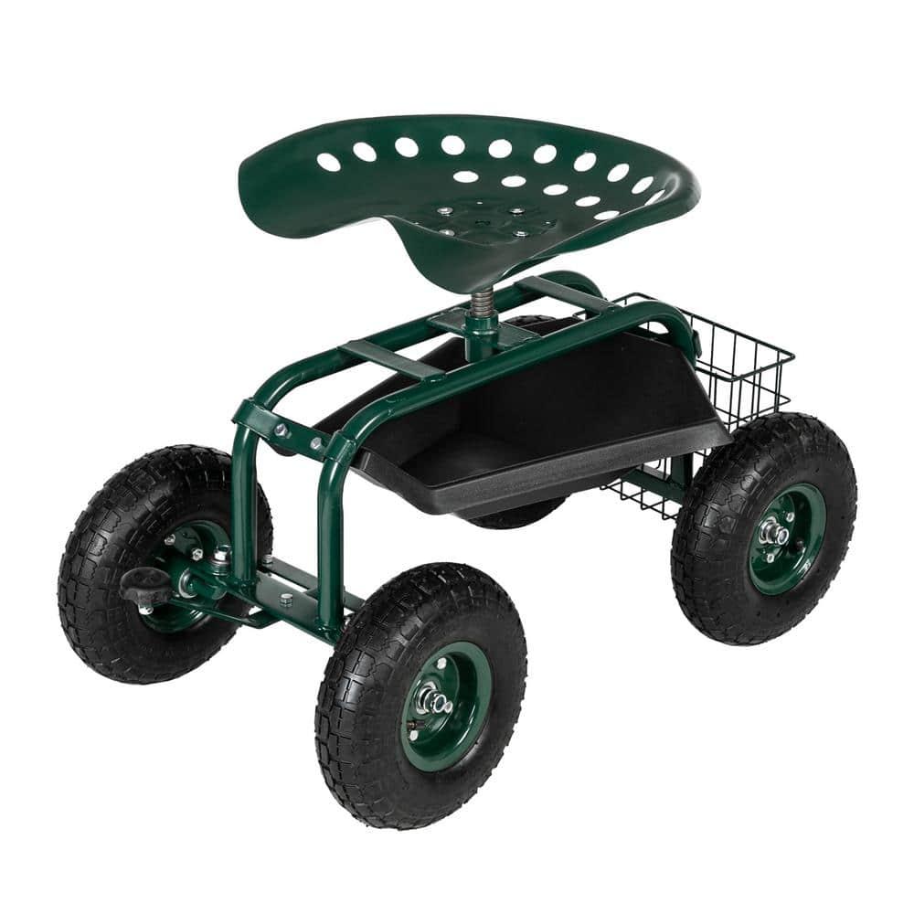 Spaco 4-Wheel Rolling Garden Cart Work Seat, Wagons Carts, Carts with Wheels, Utility Cart