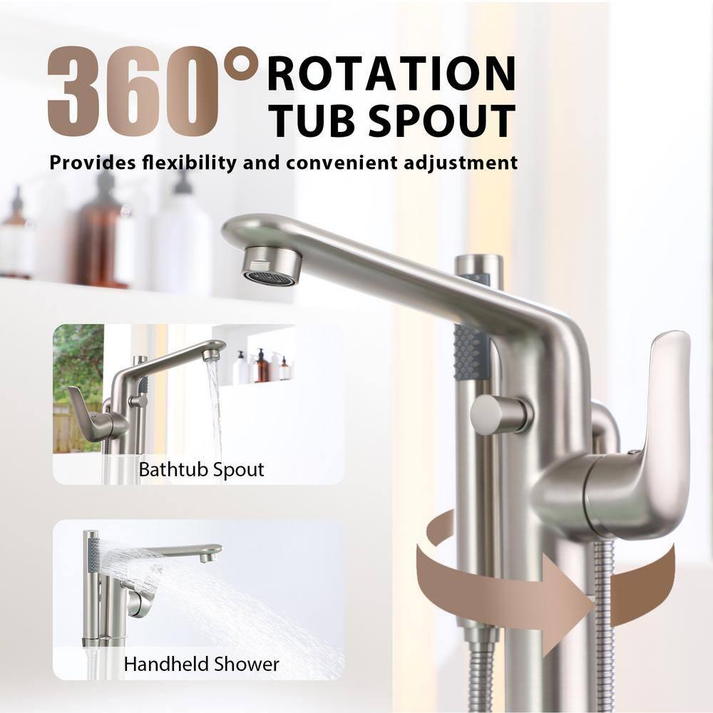CASAINC KCLT0054-BN Single Handle Freestanding Bathtub Faucet with Diverter and Handshower