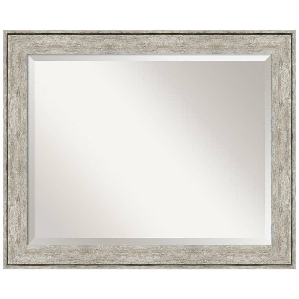 33" x 27" Crackled Framed Bathroom Vanity Wall Mirror Metallic - Amanti Art: Modern Rectangle, Beveled, No Assembly Required