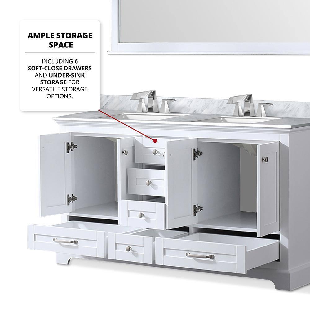 Lexora Home Dukes 60" Double Vanity with Mirror in White