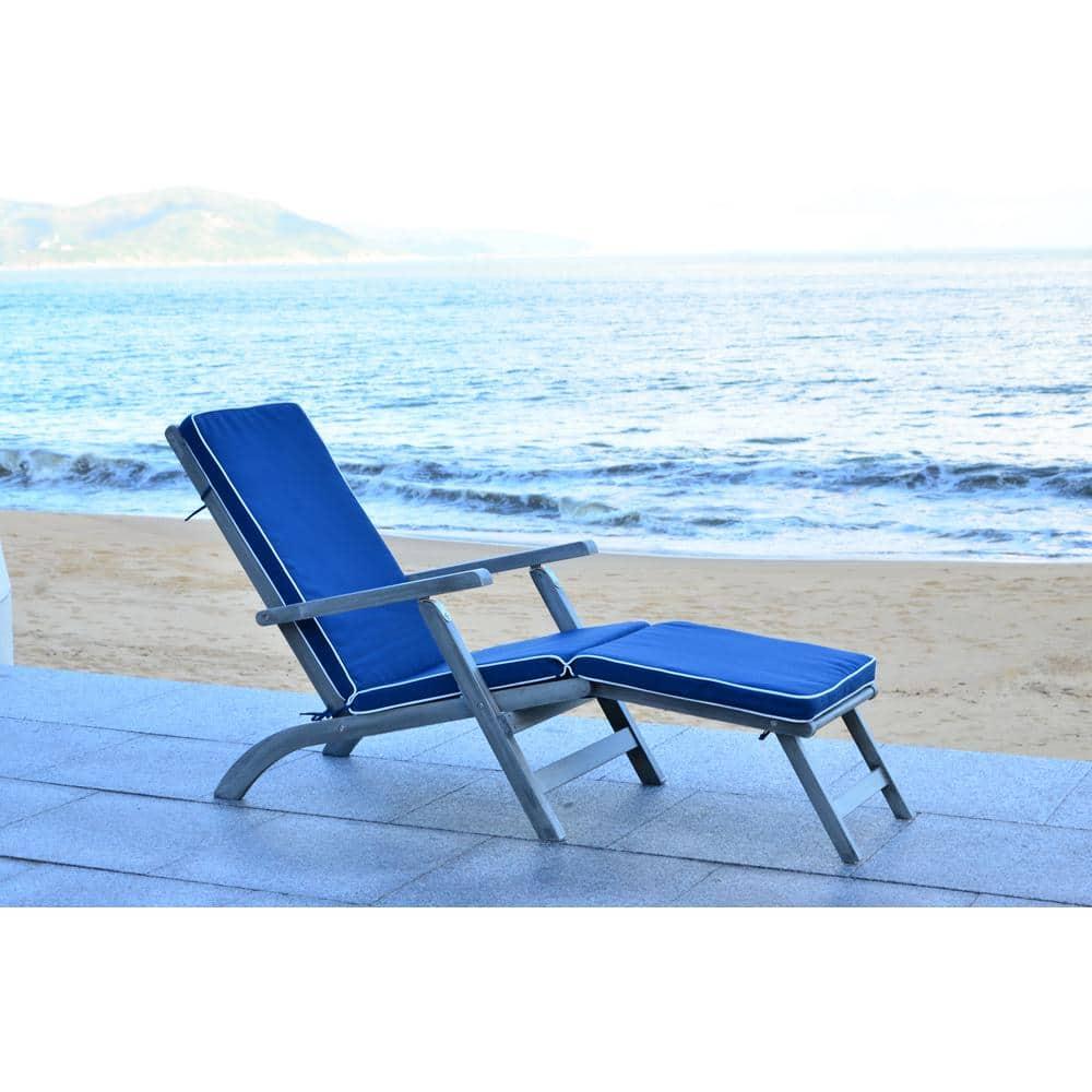 Palmdale Lounge Chair - Outdoor - PAT7015 - Grey/Navy -Safavieh