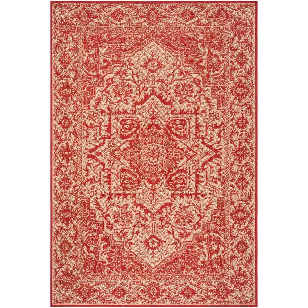 Beach House BHS139 Power Loomed Indoor/Outdoor Area Rug - Red/Creme - 5'3"x7'6" - Safavieh