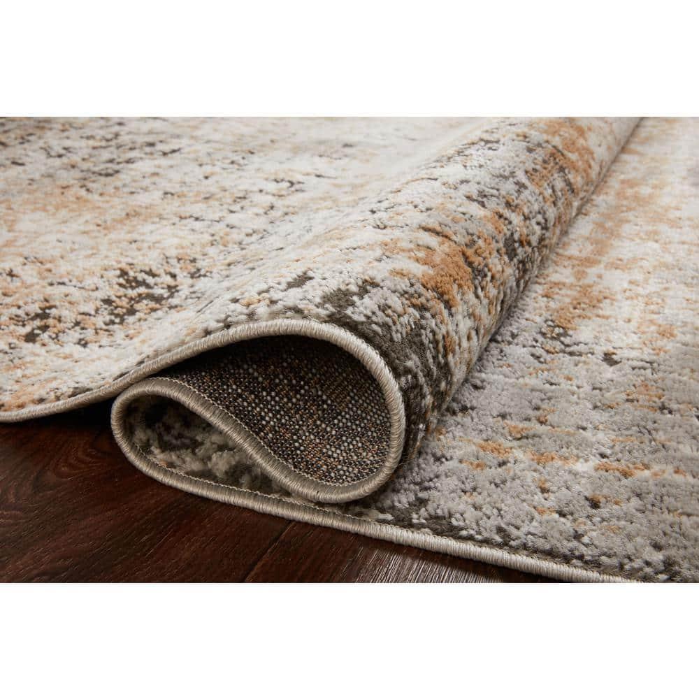Gray and Gold Stain-Resistant Synthetic Area Rug, 11'-6" x 15'