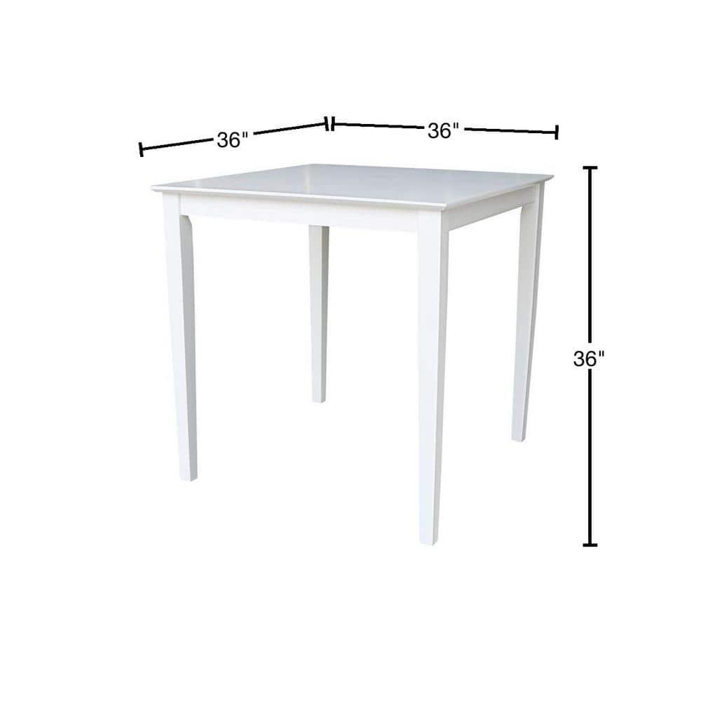International Concepts Solid Wood 36" Square Counter Height Dining Table White: 4-Seat, Non-Extension, Wood Frame