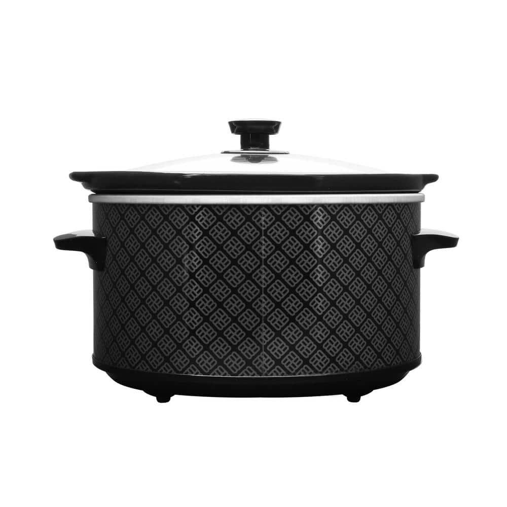 West Bend Slow Cooker 4-Quart Manual Crockery Style with Oval Ceramic Crockpot and Glass Lid, 210-Watts, Black