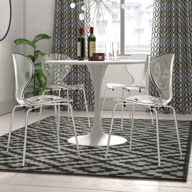 LeisureMod Oyster Modern Acrylic Dining Chair with Molded Seat and Chrome Legs, Stackable Design for Kitchen, Dining Room, Office, Lounge, or Cafe