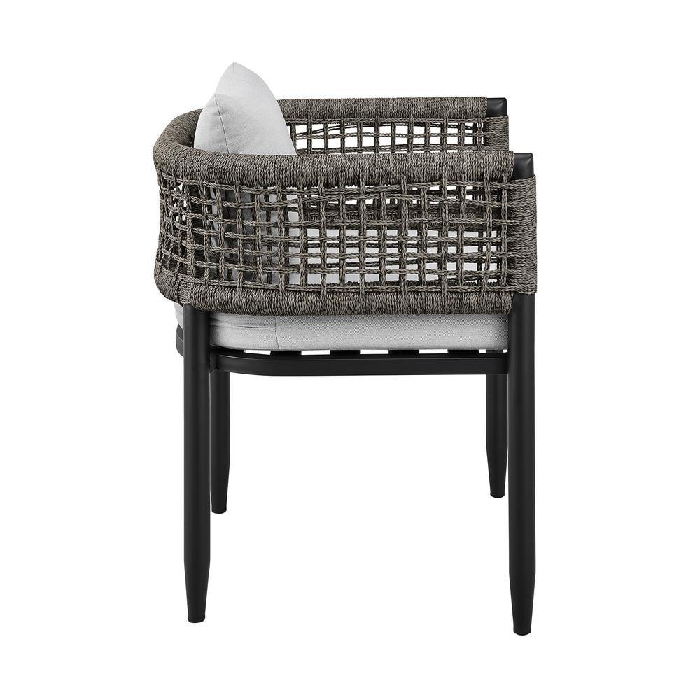Felicia Outdoor Patio 7-Piece Dining Table Set in Aluminum with Grey Rope and Cushions
