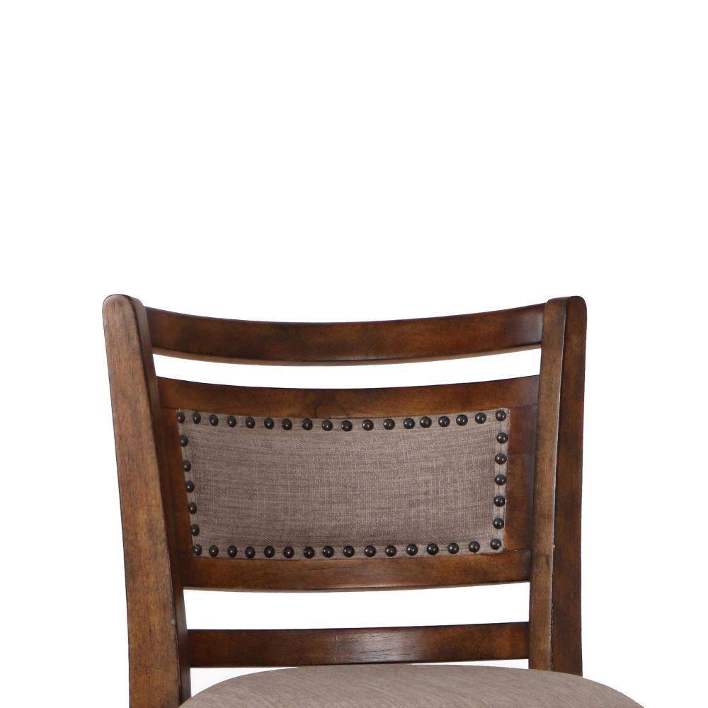 Curved Swivel Barstool with Fabric Padded Seating Brown and Beige - Saltoro Sherpi