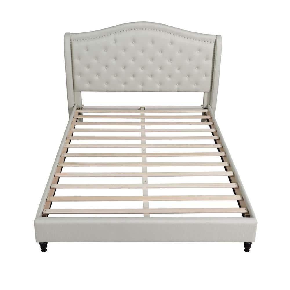 Best Master Furniture  Myrick Upholstered Tufted Platform King Bed, Beige