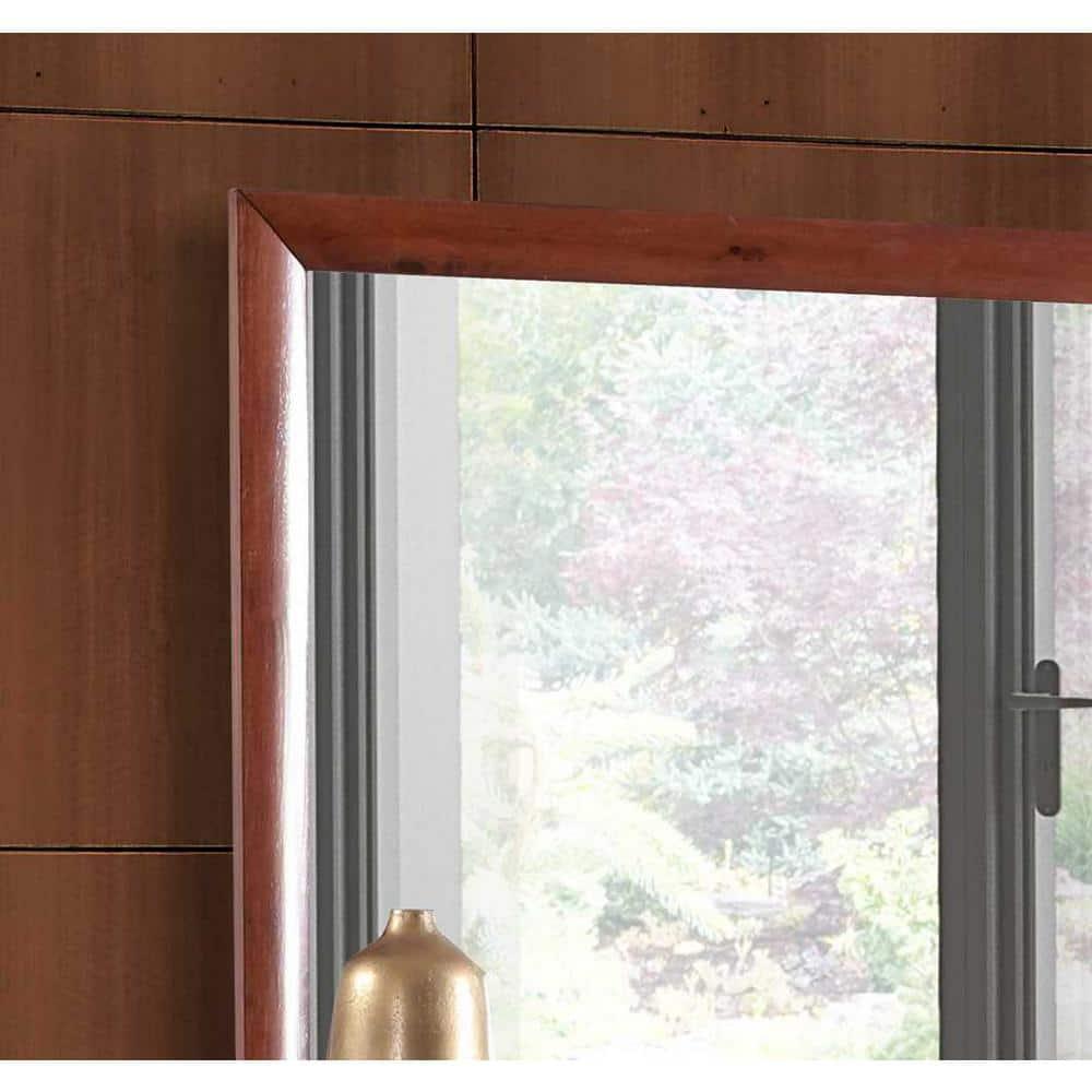 Passion Furniture Marilla 35 in. x 39 in. Modern Rectangle Framed Cherry Dresser Mirror