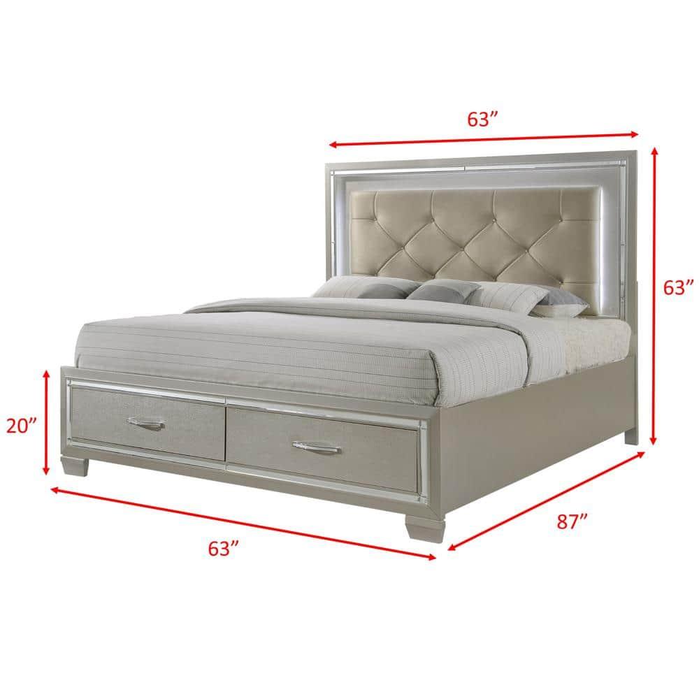 Picket House Furnishings Glamour Queen Storage Bed in Champagne