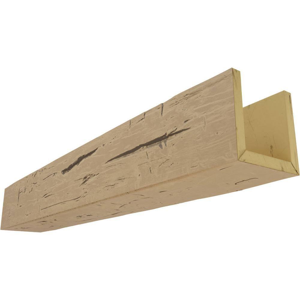 Ekena Millwork Hand Hewn Timberthane Faux Wood 3-Sided Ceiling Beam (U-beam)