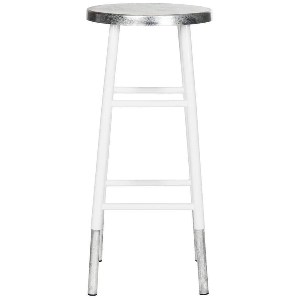 Kenzie 30''H Silver Dipped Bar Stool - FOX3212 - White - Safavieh Couture