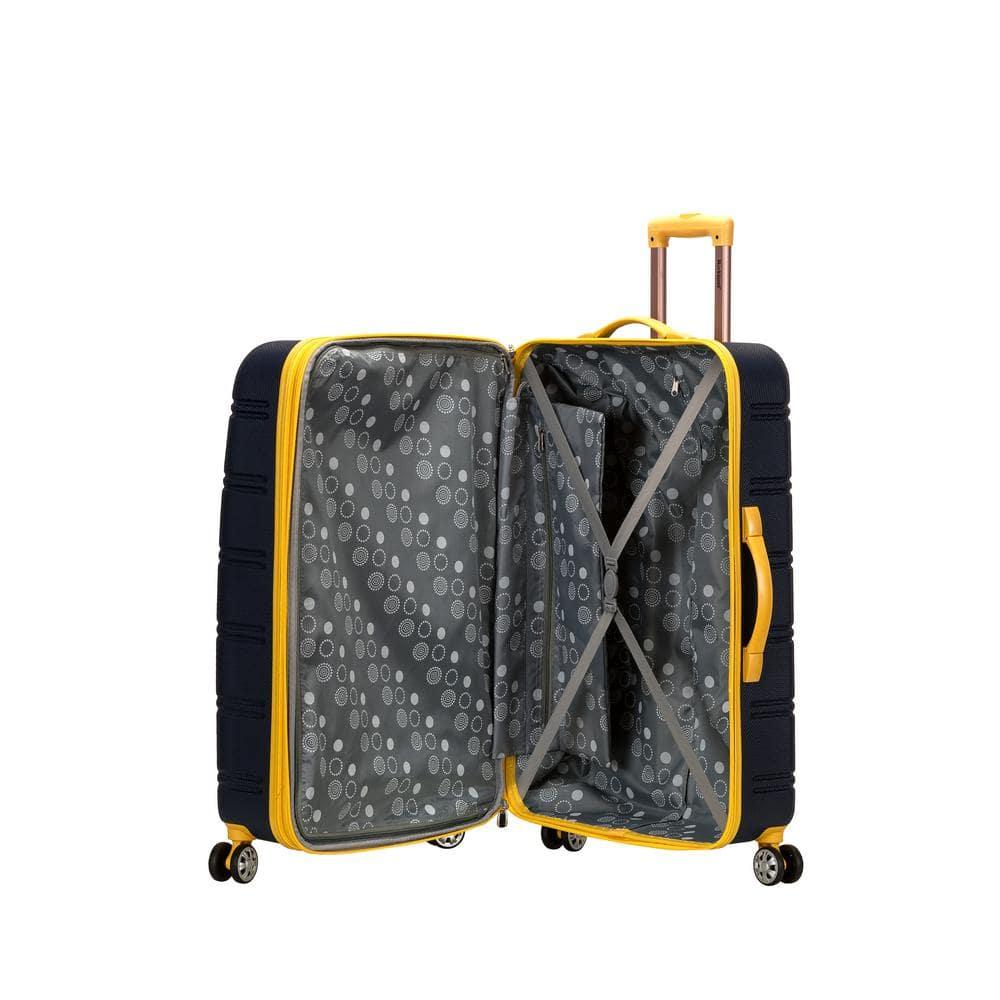Rockland Melbourne Hardside Expandable Luggage with Spinner Wheels Navy Checked Large 28"