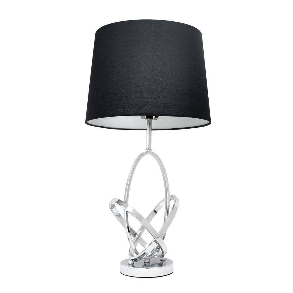 Mod Art Polished Table Lamp with Shade Metallic Silver - Elegant Designs: UL Listed, 3-Way Switch, No Assembly Required