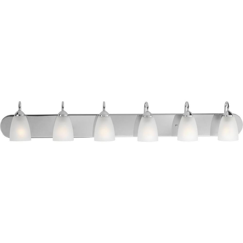Progress Lighting Gather 6-Light Bath Bracket, Polished Chrome, Etched Glass Shades