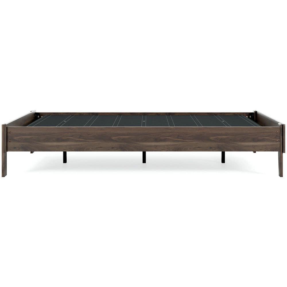 Queen Calverson Platform Bed Mocha - Signature Design by Ashley: Natural Finish, Wood Frame, No Box Spring Needed